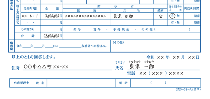 お買いになった資産の買入価格などについてのお尋ね