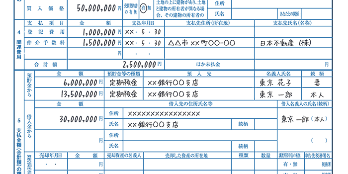 お買いになった資産の買入価格などについてのお尋ね お買いになった資産の買入価格などについてのお尋ね