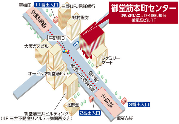 三井のリハウス 御堂筋本町センターの店舗地図 三井のリハウス 御堂筋本町センターの店舗地図