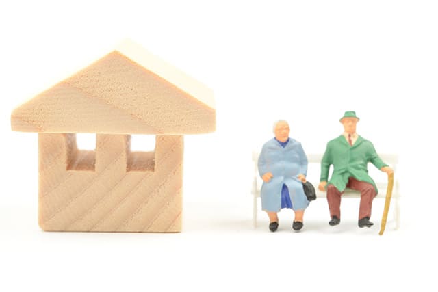 ミニチュアのシニア夫婦と家