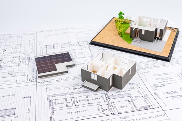 建物模型と建物図面