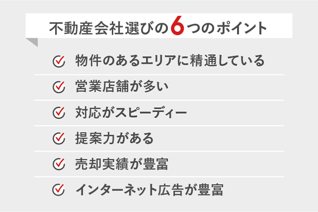 不動産会社選びの6つのポイント