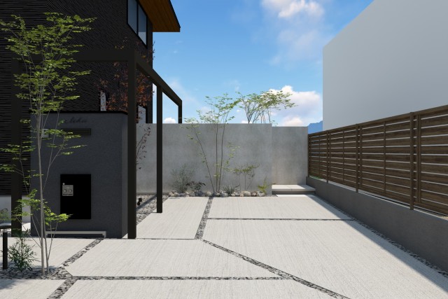 一戸建て住宅の庭や駐車場