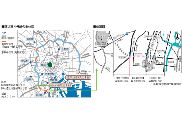 環状第4号線の全体図・位置図