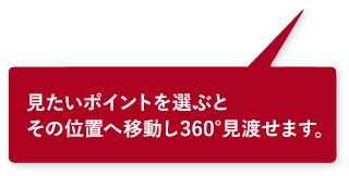 見たいポイントを選ぶとその位置へ移動し360°見渡せます。