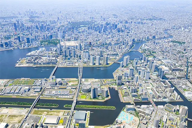 湾岸エリアの空撮写真